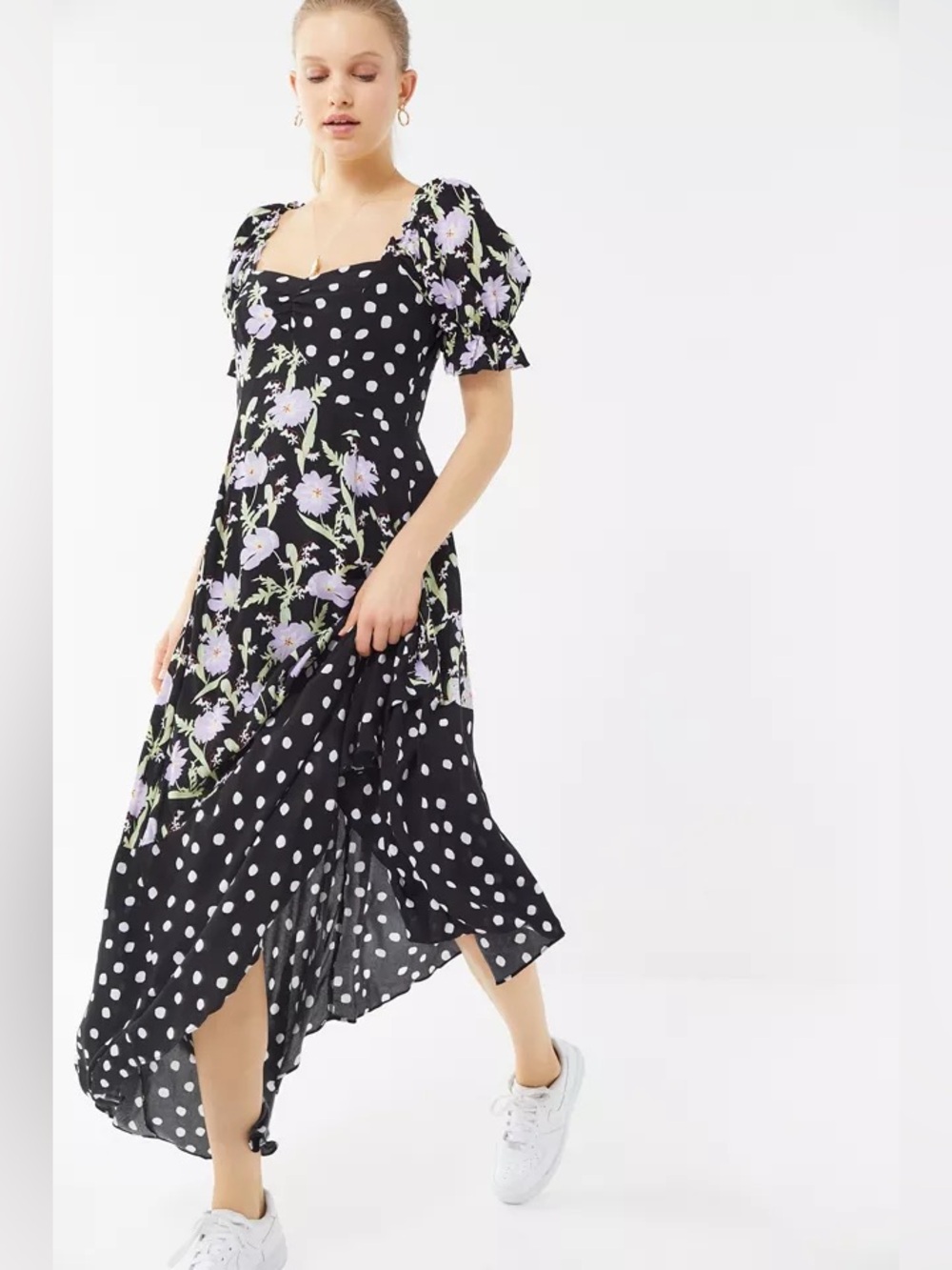 Urban Outfitters Margarete Mixed Print Asymmetrical Maxi Dress-NEW WITHOUT TAGS
